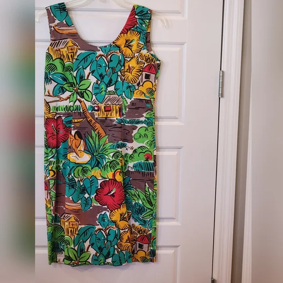 VTG Hula Moon by Jams World Novelty Print Cotton Shift Dress - Rare Cut 001 - Picture 7 of 15